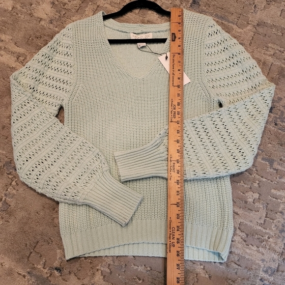 NWT Rachel Zoe Mint Knit Sweater Size Medium Green Blue Cotton Blend - Picture 15 of 16